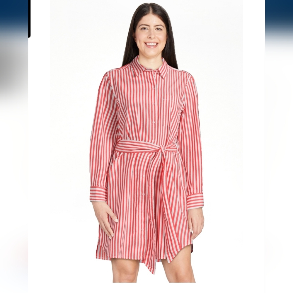 NWT Free Assembly Red And White Striped Shirt Dress - Womens XS
